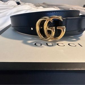 Gucci GG Marmont thin leather belt with shiny buckle size 80